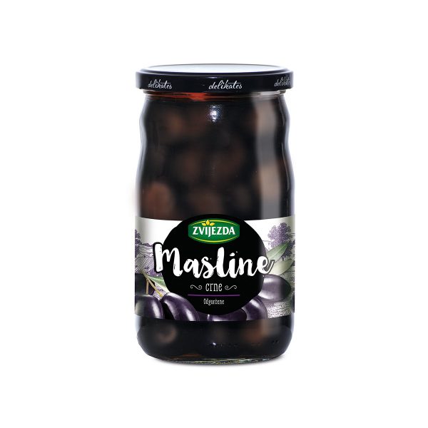 Crne odgorčene stolne masline 700g, Zvijezda