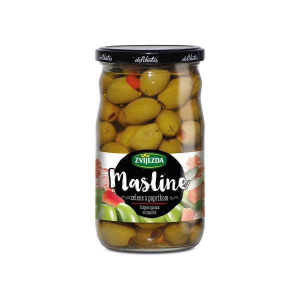 Zelene stolne masline punjene paprikom 700g, Zvijezda