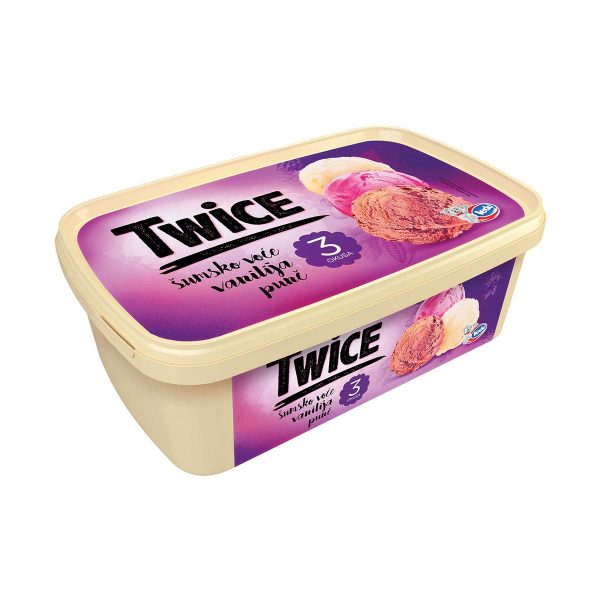 Sladoled Twice šumsko voće, vanilija, punč 1700mL, Ledo