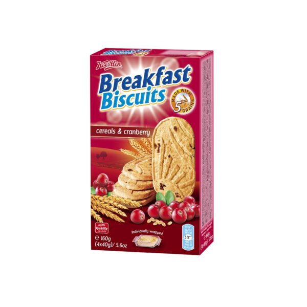 Breakfast biscuits - Cerals & Cranberry 160g, Koestlin