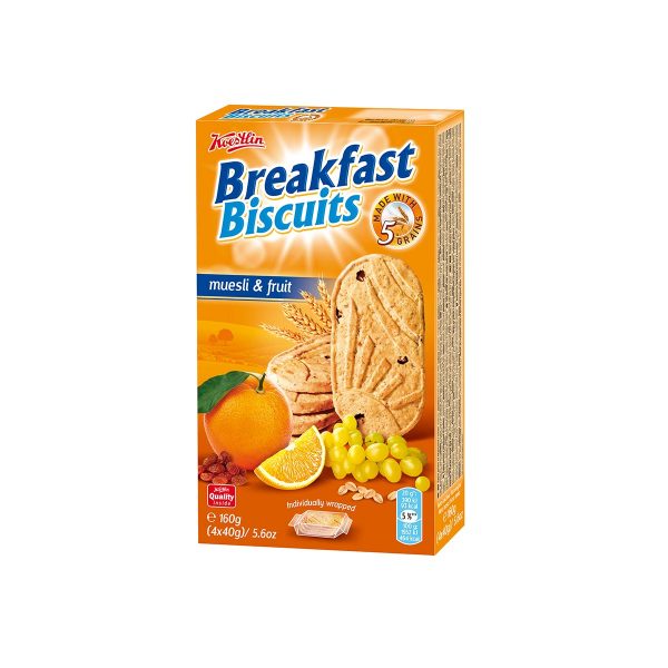 Breakfast biscuits muesli & fruit 160g, Koestlin