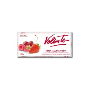Čokolada Volim te višnja, jagoda, malina 100g, Zvečevo