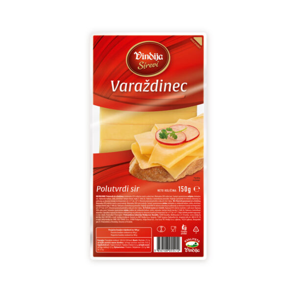 Varaždinec polutvrdi sir u listićima 150g, Vindija