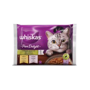Whiskas vrećice Pure Delight za odrasle mačke riblje pahuljice losos, tunjevina 4x85g