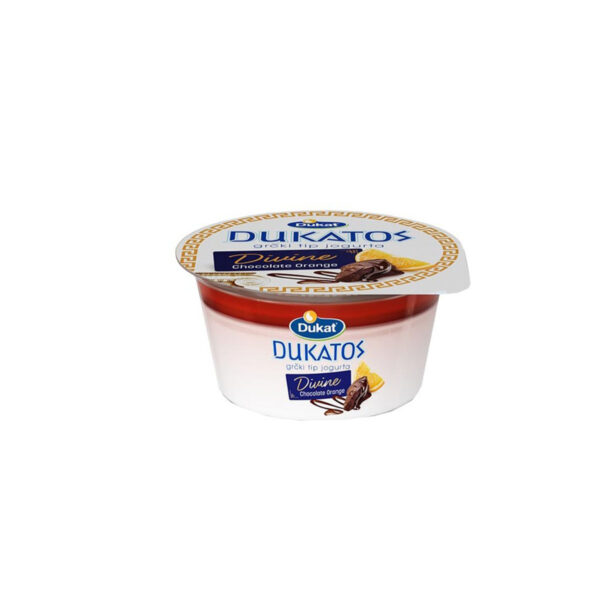 Dukatos Divine grčki tip jogurta, okus čokolada naranča 150g, Dukat