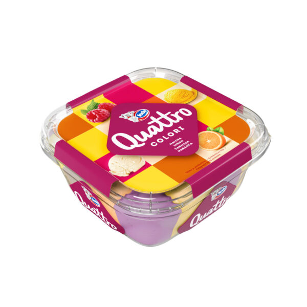 Quattro Sladoled colori malina, limun, vanilija, naranča 1500 mL, Ledo