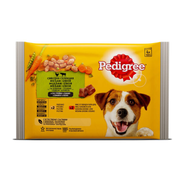 Pedigree Hrana za pse mješani izbor s povrćem u umaku 400 g (4x100g)