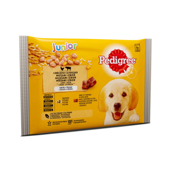Pedigree Junior hrana za pse miješani izbor s rižom u želeu  400 g (4x100g)